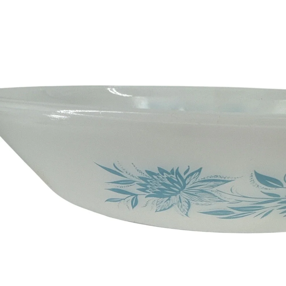 Divided Casserole‎ Dish Glasbake Blue Thistle Flower J-235 1 Qt Quart Vintage
